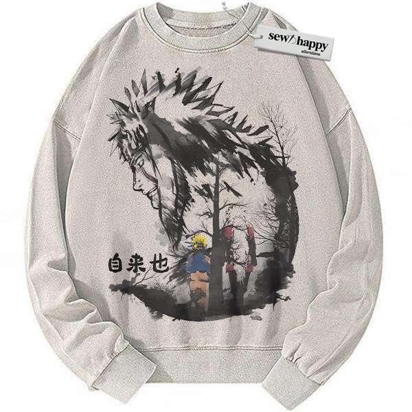 Wash Sweatshirt Jiraiya Sweatshirt, Naruto Sweatshirt, Anime Sweatshirt, Vintage Sweater
