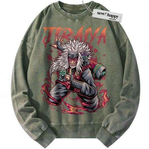 Wash Sweatshirt Jiraiya Sweatshirt, Naruto Sweatshirt, Anime Sweatshirt, Vintage Sweatshirt