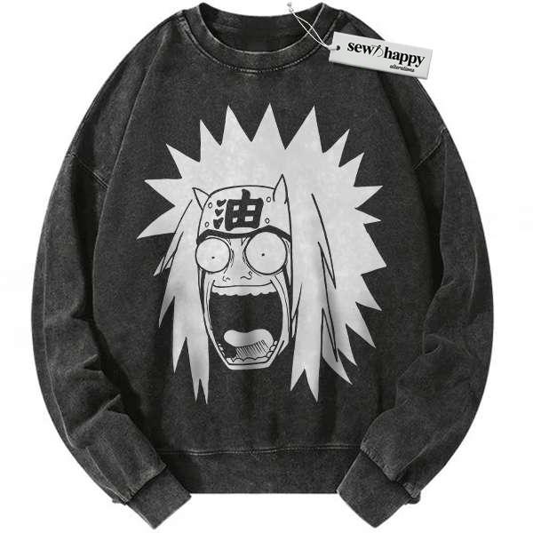 Wash Sweatshirt Jiraiya Sweatshirt, Naruto Sweatshirt, Anime Sweatshirt, Vintage Sweatshirt