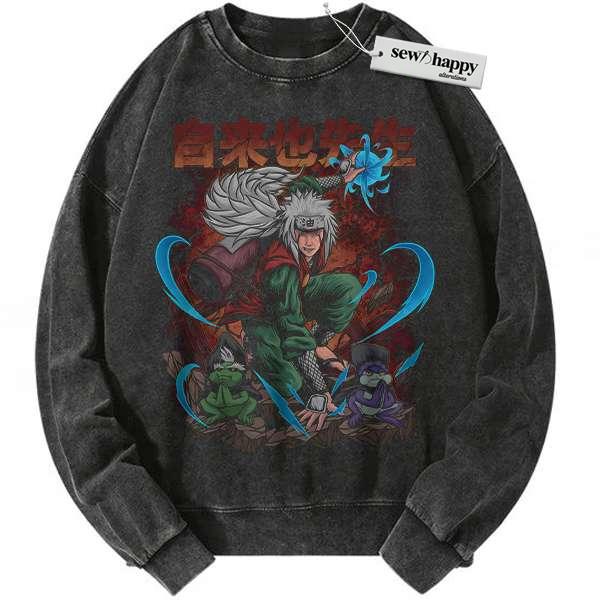 Wash Sweatshirt Jiraiya Sweatshirt, Naruto Sweatshirt, Anime Sweatshirt, Vintage Sweatshirt