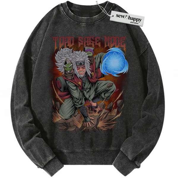 Wash Sweatshirt Jiraiya Sweatshirt, Naruto Sweatshirt, Anime Sweatshirt, Vintage Sweatshirt