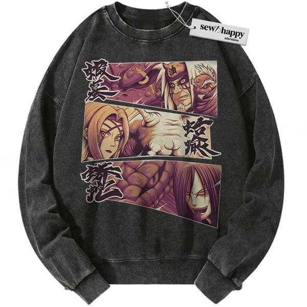 Wash Sweatshirt Jiraiya Sweatshirt, Orochimaru Sweatshirt, Tsunade Sweatshirt, Naruto Sweatshirt, Anime Sweatshirt, Vintage Sweater