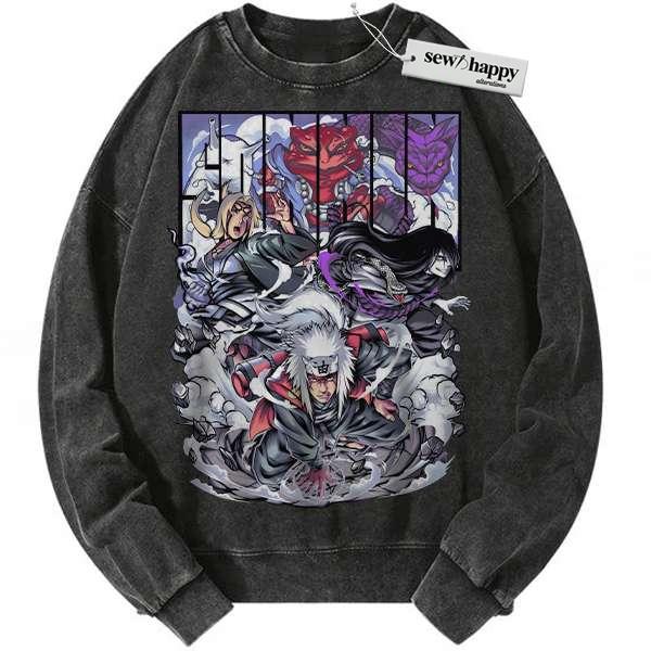 Wash Sweatshirt Jiraiya Sweatshirt, Tsunade Sweatshirt, Orochimaru Sweatshirt, Naruto Sweatshirt, Anime Sweatshirt, Vintage Sweater