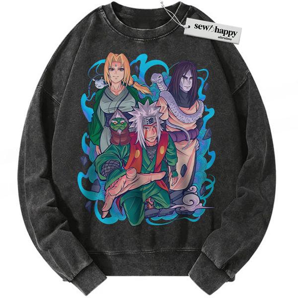 Wash Sweatshirt Jiraiya Sweatshirt, Tsunade Sweatshirt, Orochimaru Sweatshirt, Naruto Sweatshirt, Anime Sweatshirt, Vintage Sweatshirt