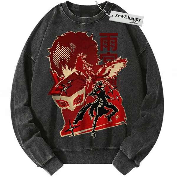 Wash Sweatshirt Joker Sweatshirt, Persona Sweatshirt, Game Sweatshirt, Vintage Sweater