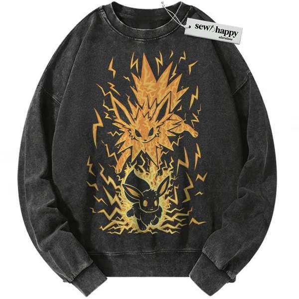 Wash Sweatshirt Jolteon Sweatshirt, Eevee Sweatshirt, Pokemon Sweatshirt, Anime Sweatshirt, Vintage Sweater