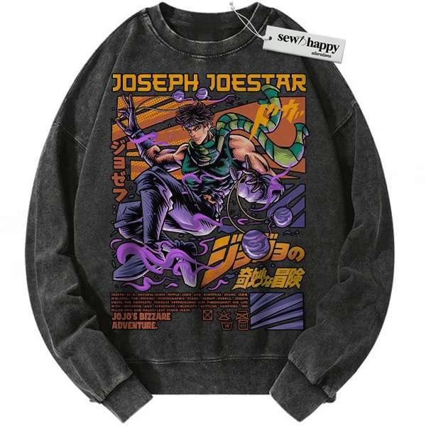 Wash Sweatshirt Joseph Joestar Sweatshirt, JoJo's Bizarre Adventure Sweatshirt, Anime Sweatshirt, Vintage Sweater