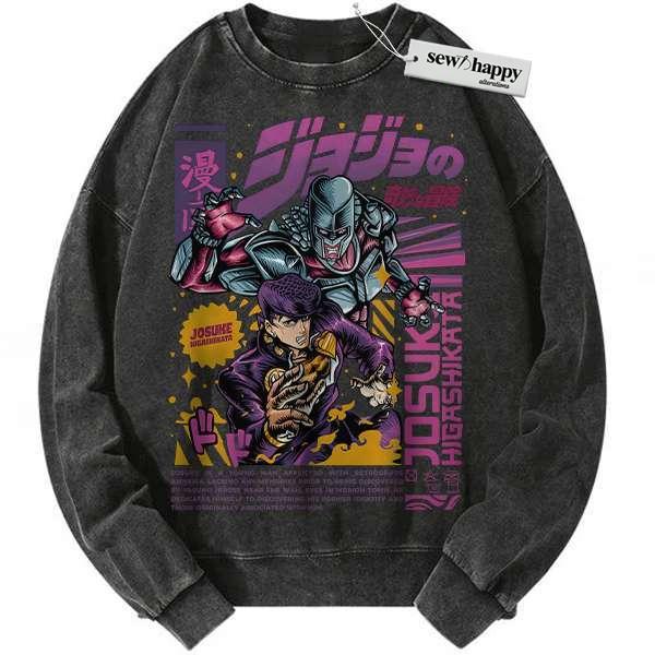 Wash Sweatshirt Josuke Higashikata Sweatshirt, JoJo's Bizarre Adventure Sweatshirt, Anime Sweatshirt, Vintage Sweater