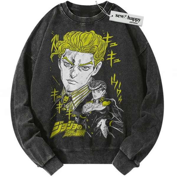 Wash Sweatshirt Josuke Higashikata Sweatshirt, JoJo's Bizarre Adventure Sweatshirt, Anime Sweatshirt, Vintage Sweatshirt