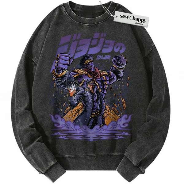 Wash Sweatshirt Jotaro Kujo Sweatshirt, JoJo's Bizarre Adventure Sweatshirt, Anime Sweatshirt, Vintage Sweatshirt