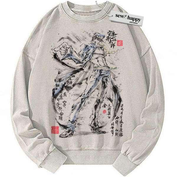 Wash Sweatshirt Jotaro Kujo Sweatshirt, JoJo's Bizarre Adventure Sweatshirt, Anime Sweatshirt, Vintage Sweatshirt