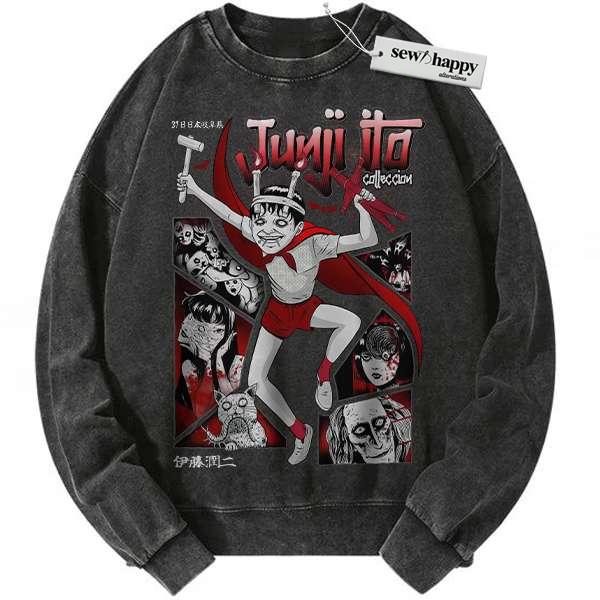 Wash Sweatshirt Junji Ito Collection Sweatshirt, Halloween Sweatshirt, Anime Sweatshirt, Vintage Sweater