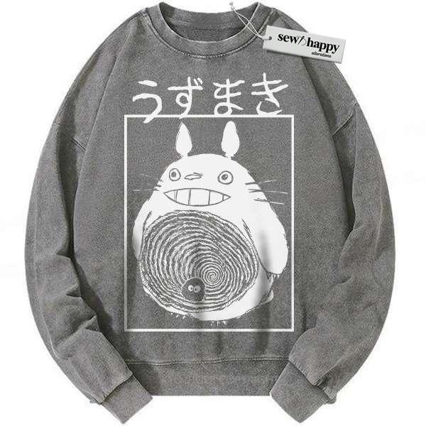 Wash Sweatshirt Junji Ito x My Neighbor Totoro Sweatshirt, Studio Ghibli Sweatshirt, Anime Sweatshirt, Vintage Sweatshirt