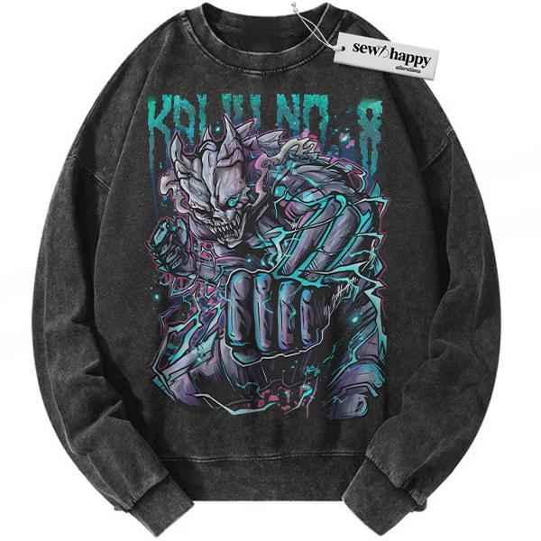 Wash Sweatshirt Kafka Hibino Sweatshirt, Kaiju No. 8 Sweatshirt, Anime Sweatshirt, Vintage Sweatshirt