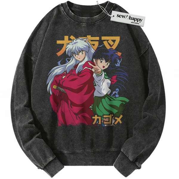 Wash Sweatshirt Kagome Higurashi Sweatshirt, Inuyasha Sweatshirt, Anime Sweatshirt, Vintage Sweatshirt