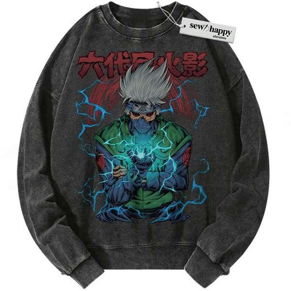 Wash Sweatshirt Kakashi Hatake Sweatshirt, Naruto Sweatshirt, Anime Sweatshirt, Vintage Sweater Wash Sweatshirt Kakashi Hatake Sweatshirt, Naruto Sweatshirt, Anime Sweatshirt, Vintage Sweater - Image 1