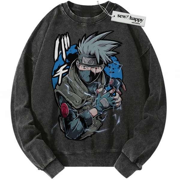 Wash Sweatshirt Kakashi Hatake Sweatshirt, Naruto Sweatshirt, Anime Sweatshirt, Vintage Sweater Wash Sweatshirt Kakashi Hatake Sweatshirt, Naruto Sweatshirt, Anime Sweatshirt, Vintage Sweater - Image 1