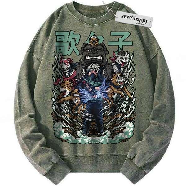 Wash Sweatshirt Kakashi Hatake Sweatshirt, Naruto Sweatshirt, Anime Sweatshirt, Vintage Sweater Wash Sweatshirt Kakashi Hatake Sweatshirt, Naruto Sweatshirt, Anime Sweatshirt, Vintage Sweater - Image 1