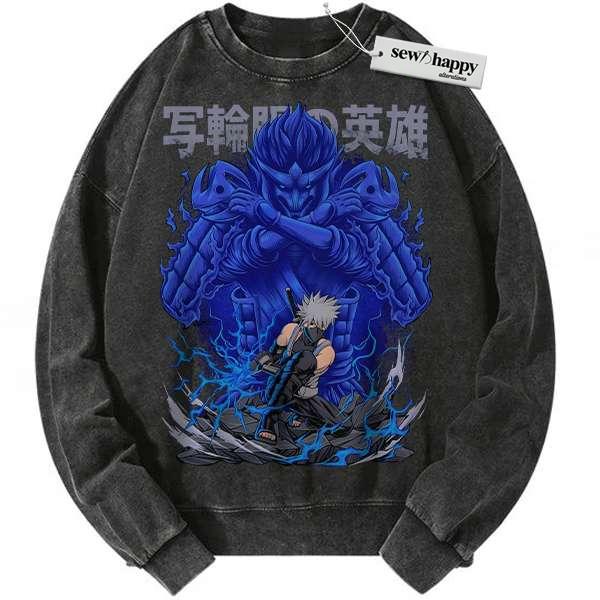 Wash Sweatshirt Kakashi Hatake Sweatshirt, Naruto Sweatshirt, Anime Sweatshirt, Vintage Sweater