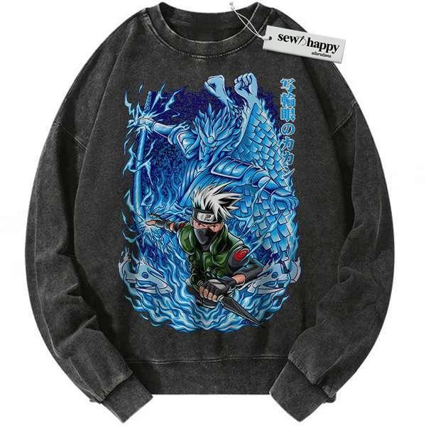 Wash Sweatshirt Kakashi Hatake Sweatshirt, Naruto Sweatshirt, Anime Sweatshirt, Vintage Sweatshirt