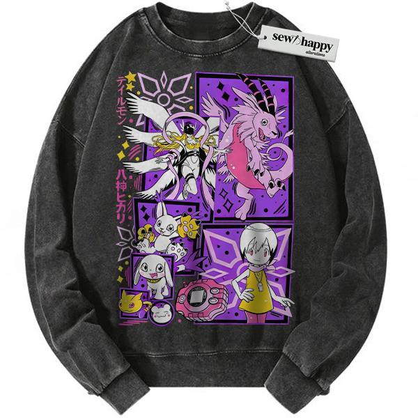 Wash Sweatshirt Kari Kamiya Sweatshirt, Tailmon Sweatshirt, Angewomon Sweatshirt, Digimon Adventure Sweatshirt, Anime Sweatshirt, Vintage Sweatshirt