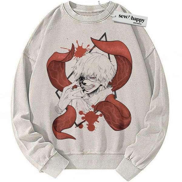 Wash Sweatshirt Ken Kaneki Sweatshirt, Tokyo Ghoul Sweatshirt, Anime Sweatshirt, Vintage Sweater