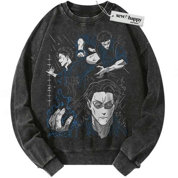 Wash Sweatshirt Kento Nanami Sweatshirt, Jujutsu Kaisen Sweatshirt, Anime Sweatshirt, Vintage Sweater