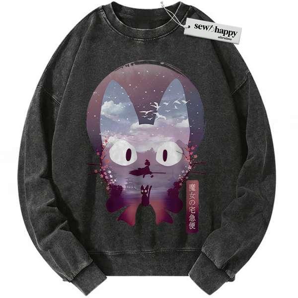 Wash Sweatshirt Kiki's Delivery Service Sweatshirt, Studio Ghibli Sweatshirt, Anime Sweatshirt, Vintage Sweater