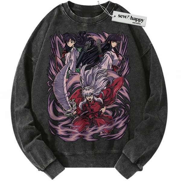 Wash Sweatshirt Kikyo Sweatshirt, Kagome Sweatshirt, Inuyasha Sweatshirt, Anime Sweatshirt, Vintage Sweatshirt