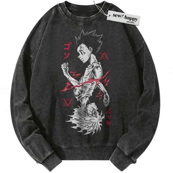Wash Sweatshirt Killua Zoldyck Sweatshirt, Gon Freecss Sweatshirt, Hunter x Hunter Sweatshirt, HxH Sweatshirt, Anime Sweatshirt, Vintage Sweater