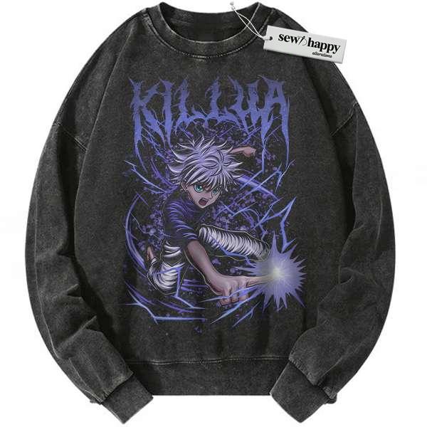 Wash Sweatshirt Killua Zoldyck Sweatshirt, Hunter x Hunter Sweatshirt, HxH Sweatshirt, Anime Sweatshirt, Vintage Sweatshirt Wash Sweatshirt Killua Zoldyck Sweatshirt, Hunter x Hunter Sweatshirt, HxH Sweatshirt, Anime Sweatshirt, Vintage Sweatshirt - Image 1