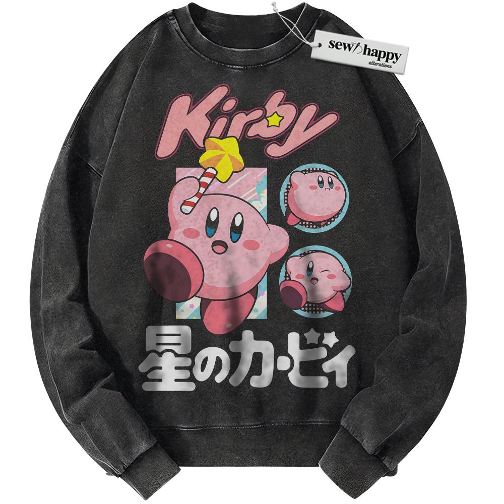 Wash Sweatshirt Kirby Sweatshirt, Game Sweatshirt, Vintage Sweater