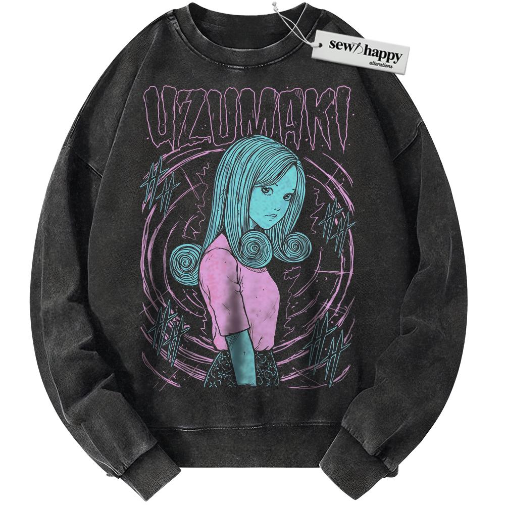 Wash Sweatshirt Kirie Goshima Sweatshirt, Uzumaki Sweatshirt, Junji Ito Sweatshirt, Horror Anime Sweatshirt, Vintage Sweater