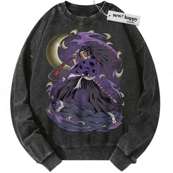 Wash Sweatshirt Kokushibo Sweatshirt, Demon Slayer Sweatshirt, Anime Sweatshirt, Vintage Sweatshirt
