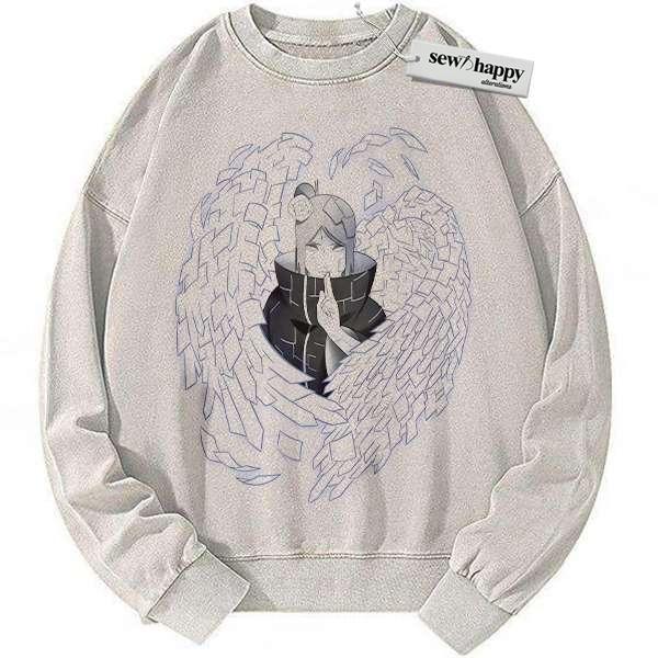 Wash Sweatshirt Konan Sweatshirt, Naruto Sweatshirt, Anime Sweatshirt, Vintage Sweater