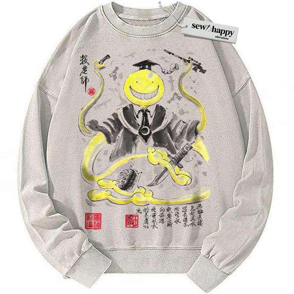Wash Sweatshirt Korosensei Sweatshirt, Assassination Classroom Sweatshirt, Anime Sweatshirt, Vintage Sweater