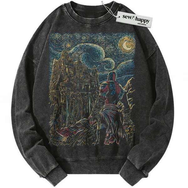 Wash Sweatshirt Kratos Sweatshirt, God of War Sweatshirt, Game Sweatshirt, Vintage Sweater