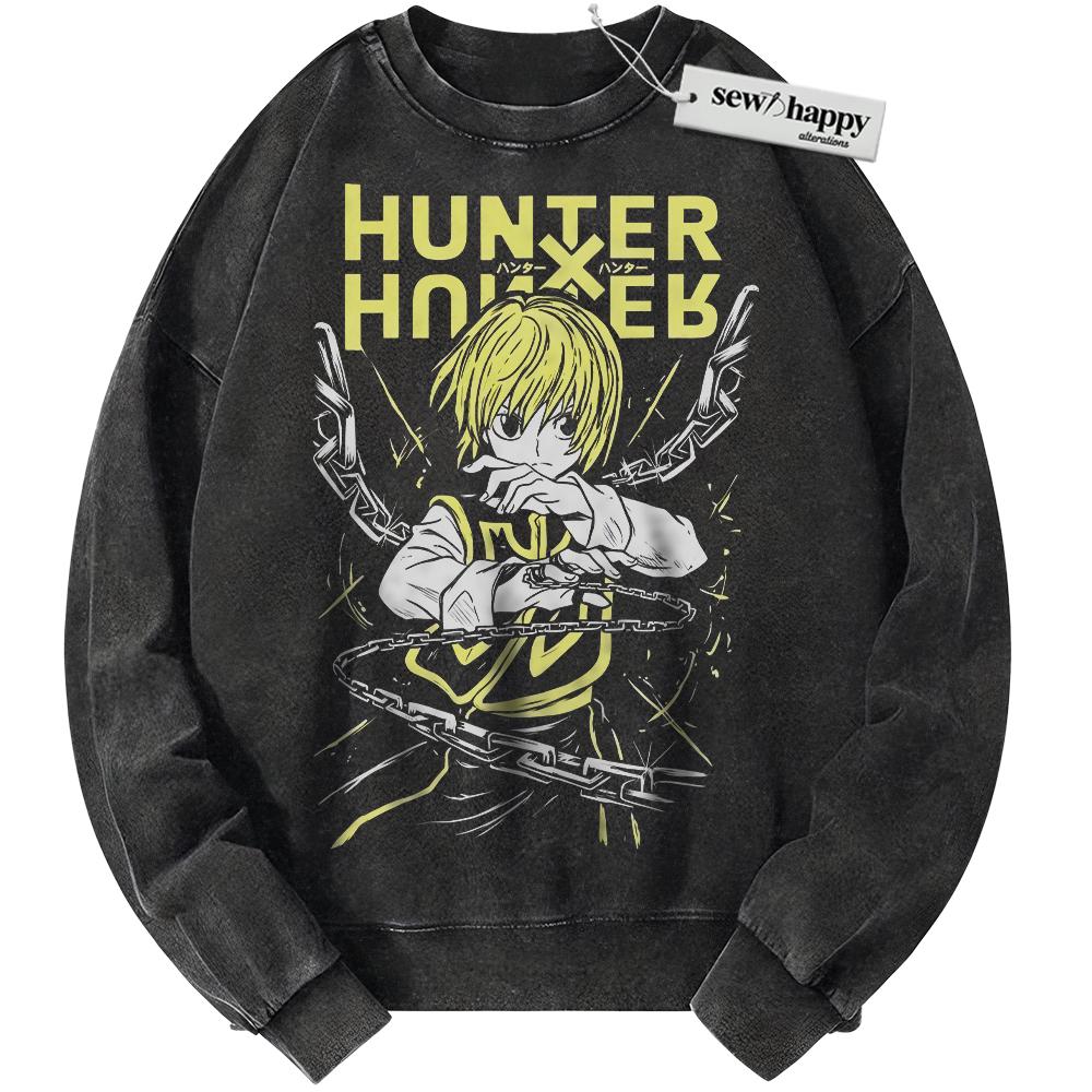 Wash Sweatshirt Kurapika Sweatshirt, Hunter x Hunter Sweatshirt, HxH Sweatshirt, Anime Sweatshirt, Vintage Sweater