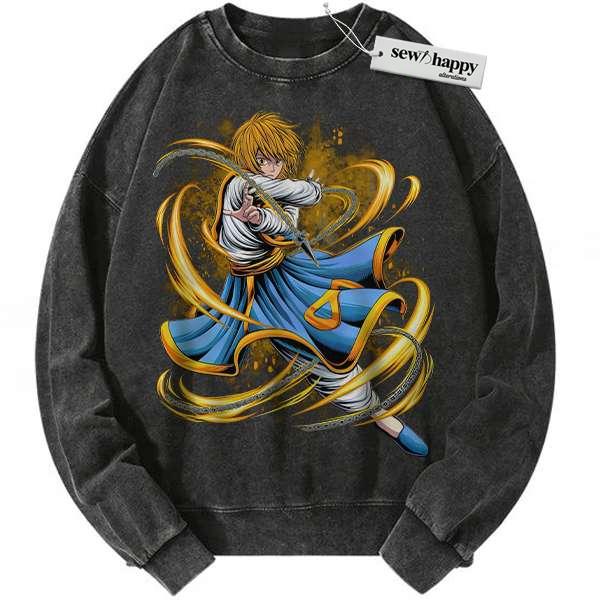 Wash Sweatshirt Kurapika Sweatshirt, Hunter x Hunter Sweatshirt, HxH Sweatshirt, Anime Sweatshirt, Vintage Sweater