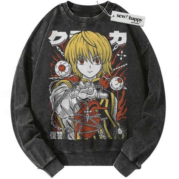 Wash Sweatshirt Kurapika Sweatshirt, Hunter x Hunter Sweatshirt, HxH Sweatshirt, Anime Sweatshirt, Vintage Sweatshirt