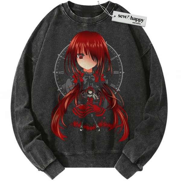 Wash Sweatshirt Kurumi Tokisaki Sweatshirt, Date A Live Sweatshirt, Anime Sweatshirt, Vintage Sweater
