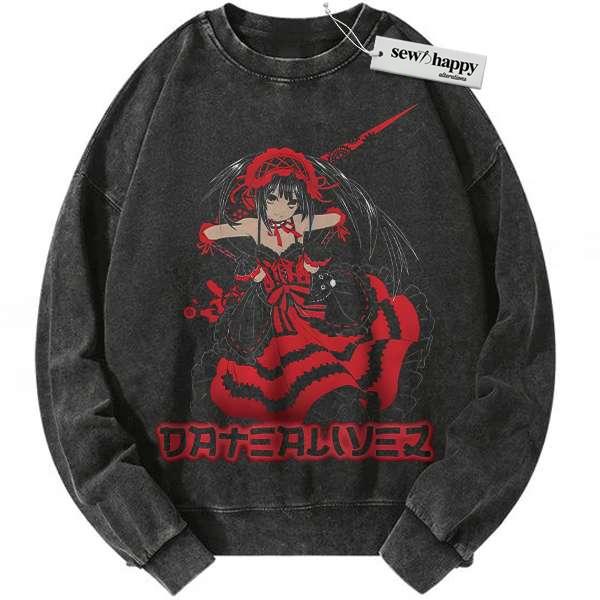 Wash Sweatshirt Kurumi Tokisaki Sweatshirt, Date A Live Sweatshirt, Anime Sweatshirt, Vintage Sweater