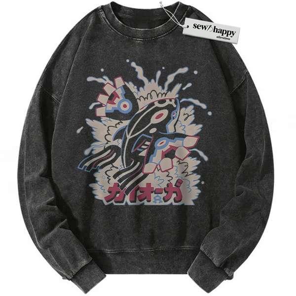 Wash Sweatshirt Kyogre Sweatshirt, Pokemon Sweatshirt, Anime Sweatshirt, Vintage Sweatshirt