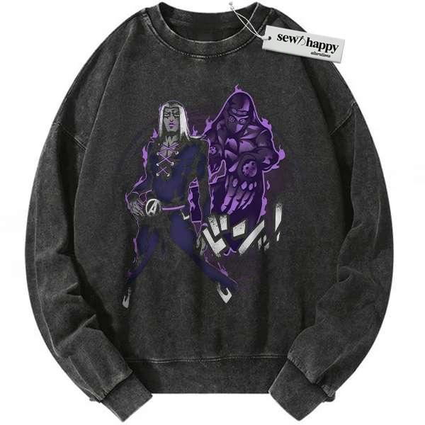 Wash Sweatshirt Leone Abbacchio Sweatshirt, JoJo's Bizarre Adventure Sweatshirt, Anime Sweatshirt, Vintage Sweatshirt