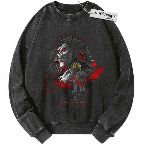 Wash Sweatshirt Light Yagami vs Ryuk Sweatshirt, Death Note Sweatshirt, Anime Sweatshirt, Vintage Sweatshirt