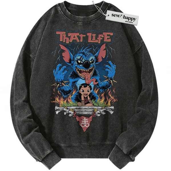 Wash Sweatshirt Lilo and Stitch Sweatshirt, Animated Sweatshirt, Vintage Sweatshirt