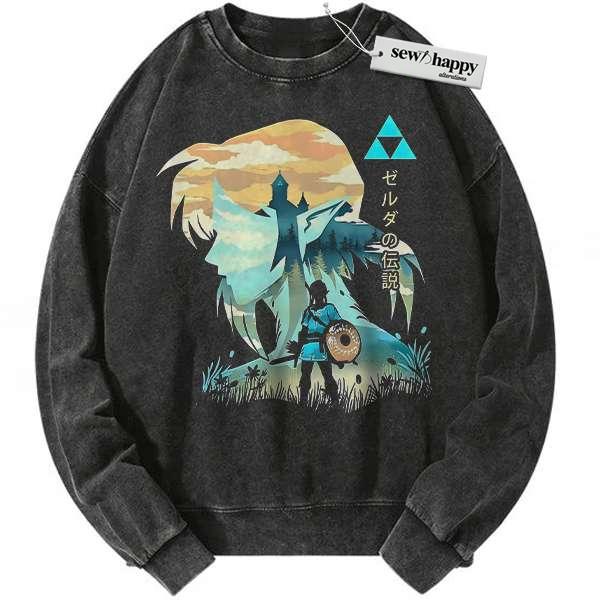 Wash Sweatshirt Link Sweatshirt, The Legend of Zelda Sweatshirt, Game Sweatshirt, Vintage Sweater
