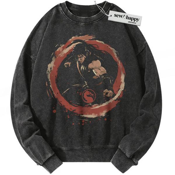 Wash Sweatshirt Liu Kang Sweatshirt, Mortal Kombat Sweatshirt, Game Sweatshirt, Vintage Sweatshirt