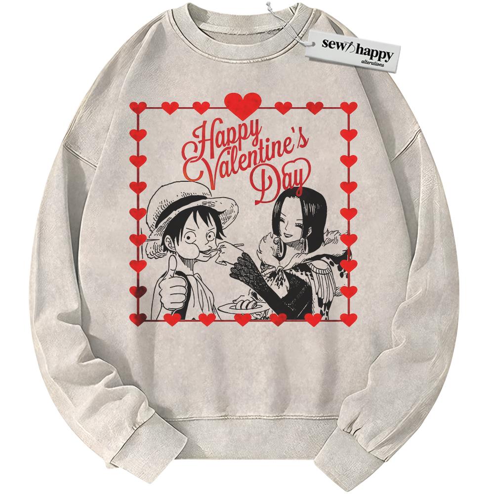 Wash Sweatshirt Luffy vs Boa Hancock Sweatshirt, One Piece Sweatshirt, Valentine's Day Sweatshirt, Anime Sweatshirt, Vintage Sweater