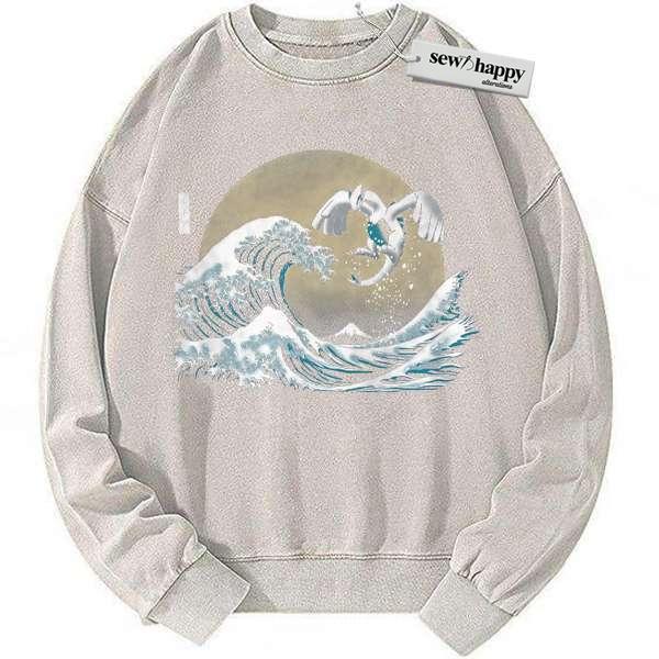 Wash Sweatshirt Lugia Sweatshirt, Pokemon Sweatshirt, Anime Sweatshirt, Vintage Sweater